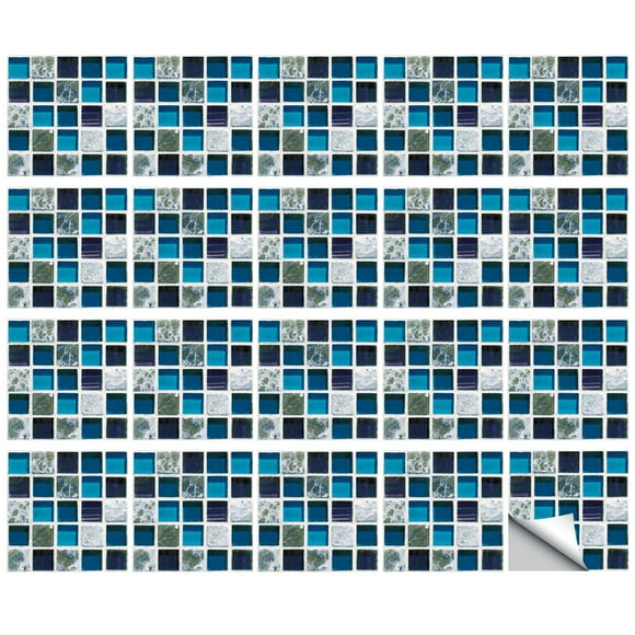 Mosaic Tiles Backsplash for Kitchen Bathroom, Heat Resistant Frost Proof Glass Tiles Peel and Stick Wallpaper (2 Sets)