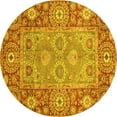 thumbnail image 1 of Ahgly Company Indoor Round Oriental Yellow Traditional Area Rugs, 4' Round, 1 of 4