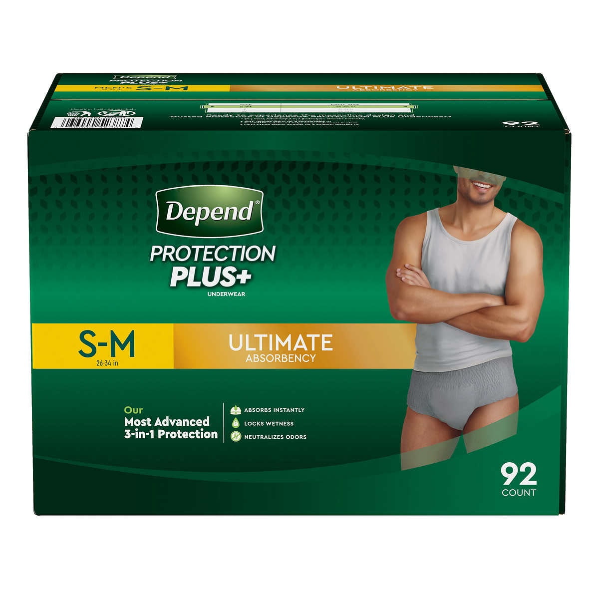 Depend Protection Plus Ultimate Underwear for Men, Small/Medium (92