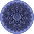 thumbnail image 1 of Ahgly Company Machine Washable Indoor Round Transitional Light Slate Blue Area Rugs, 4' Round, 1 of 7