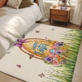 thumbnail image 5 of Rectangle Area Rug 4x6ft, Easter Egg Polka Dot Non-Slip Non-Shedding Floor Mat, Spring Flower Butterfly Retro Linen Washable Sturdy Carpet for Living Room Bedroom Home Decor, 5 of 9