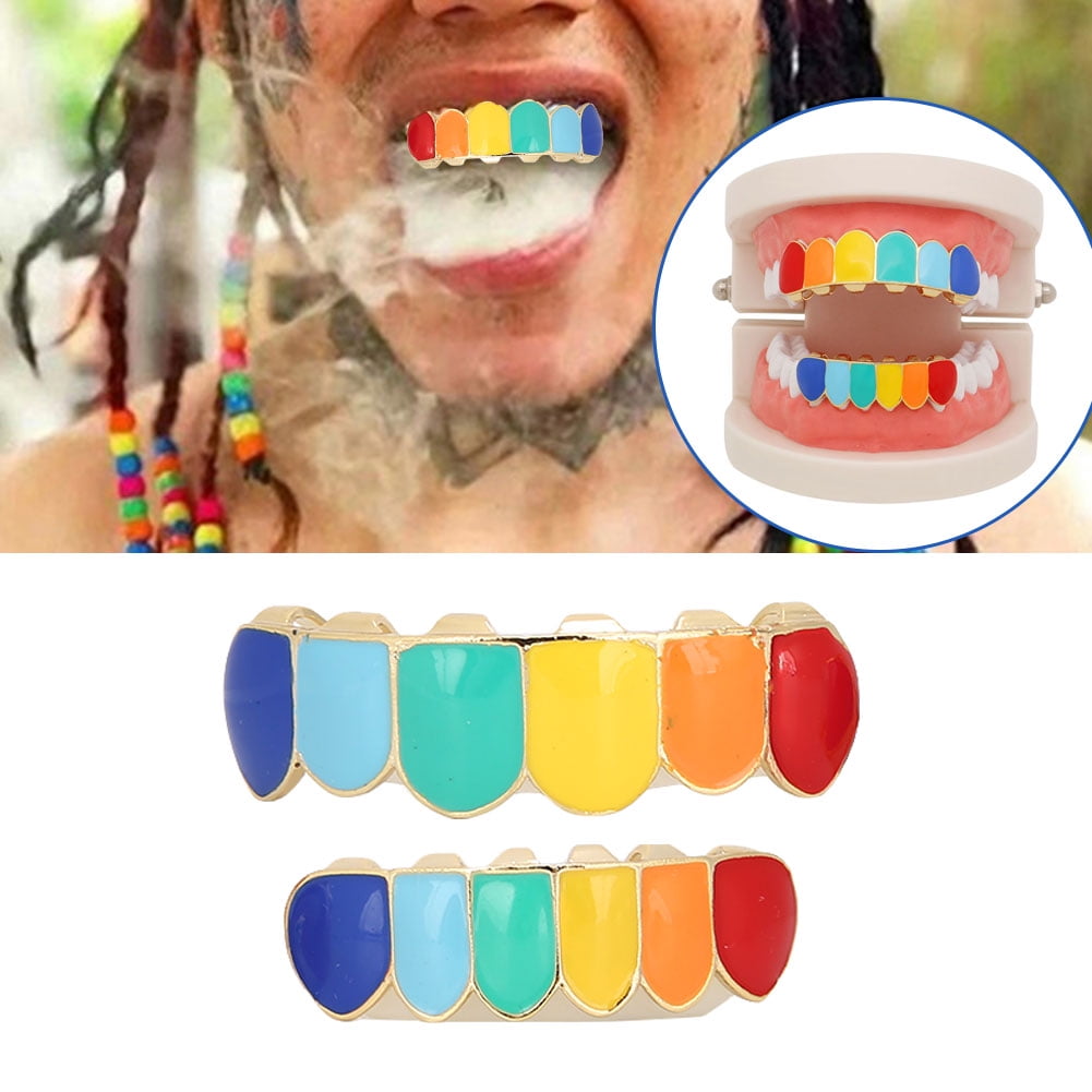 Grillz De Bouche Hip Hop Pour Homme Et Femme - Capuchons Amovibles Pour Dents Supérieures Et Inférieures - Unisexe - Accessoire Dentaire Tendance, Cuivre
