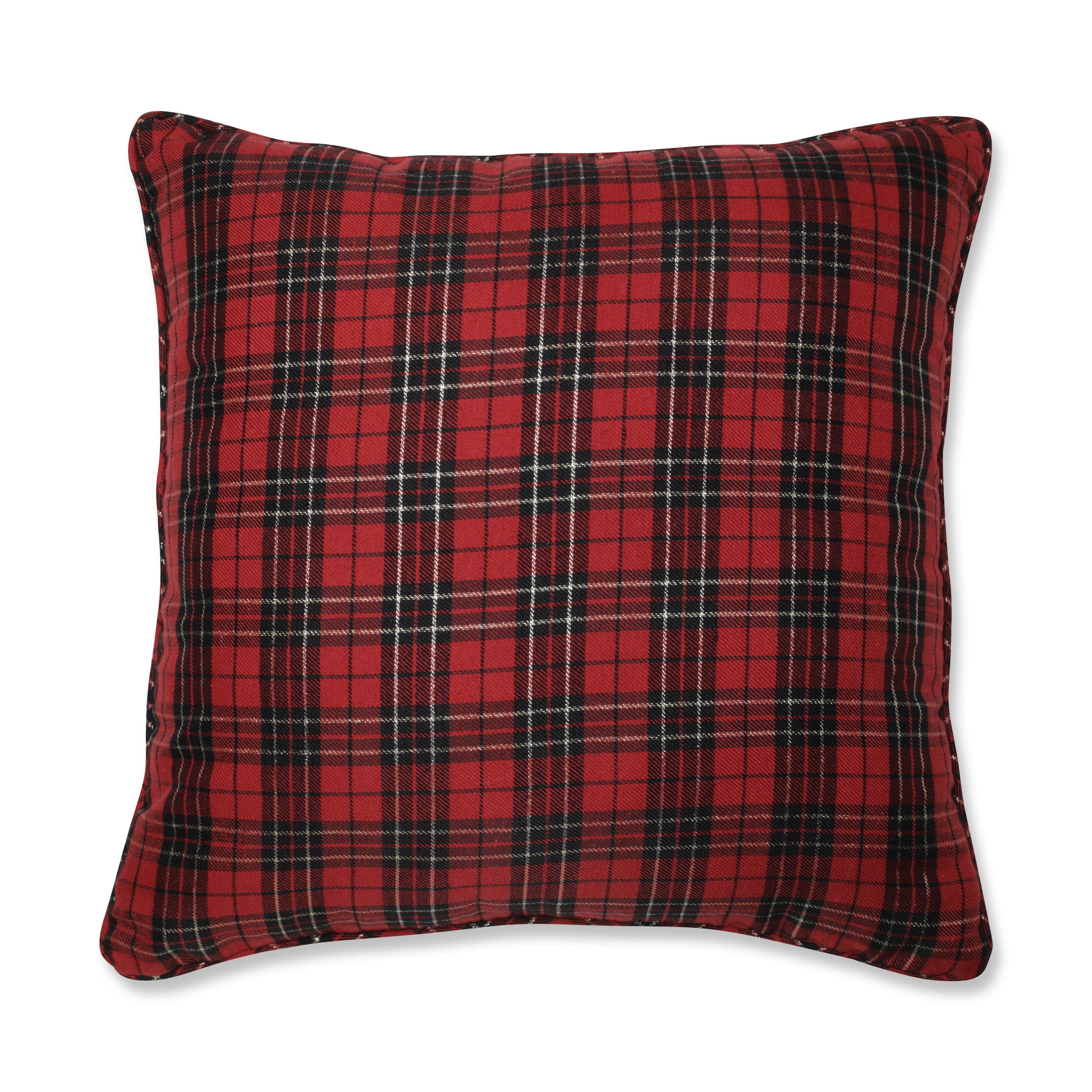 Pillow Perfect Holiday Plaid Red 20inch Throw Pillow