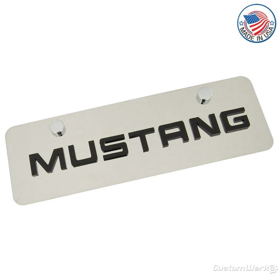 Ford Mustang Mini License Plate (Black on Chrome)