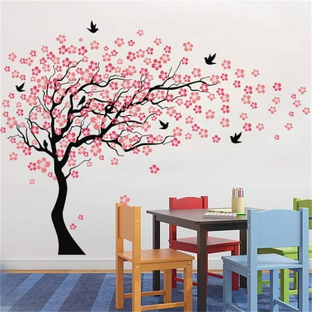 Cherry Tree Wall Decal On Clearance Large Wall Tree Baby Nursery Decal Flower Cherry Blossom Sticker Kids Art Decal ()