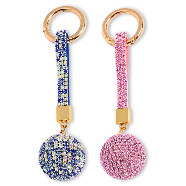 2 uds llavero de bola de cristal brillante de moda bolso de coche bolso colgante llavero para mujeres niñas regalo