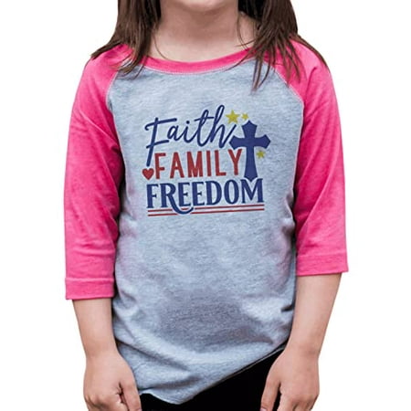 

7 ate 9 Apparel Girls Patriotic 4th of July Shirt - Faith Family Freedom Pink Shirt 12 Months