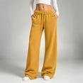thumbnail image 2 of Xijirk Women Wide Leg Sweatpants High Waist Drawstring Trousers with Side Pockets Soft Casual Loose Fit Pants for Daily Walking Street Outfit,Yellow,XL, 2 of 6