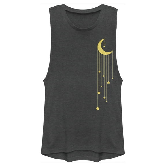 Junior's Lost Gods Moon Star Shower Festival Muscle Graphic Tee Charcoal Medium