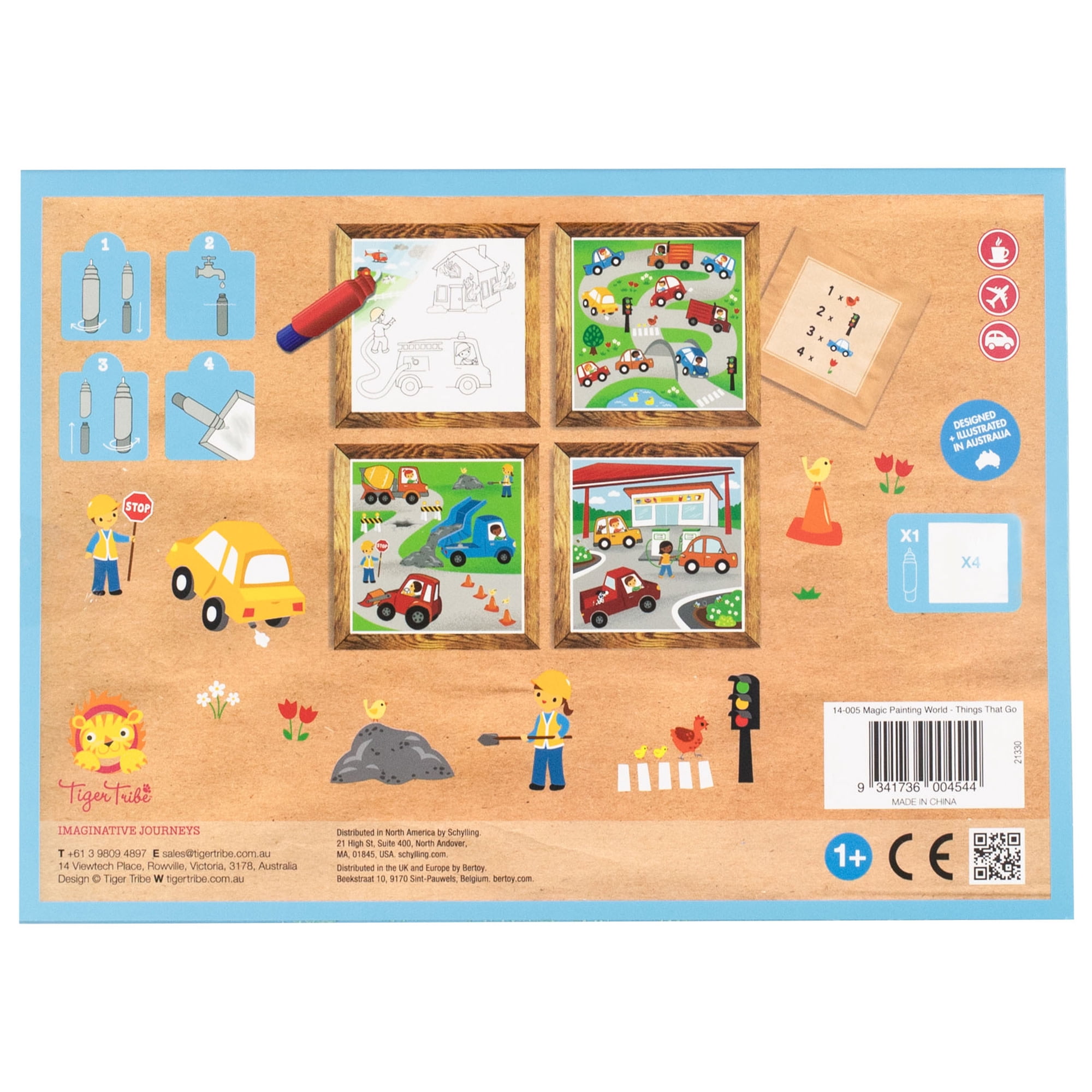 Tiger Tribe: Magic Water Painting World - Things That Go - 4 Reusable Cards, Scene Reveal, Mess-Free Coloring, Seek & Find Activities, Kids Ages 1+
