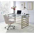 thumbnail image 2 of 28" X 56" X 31" Antique Gold Clear Glass Metal Desk, 2 of 6