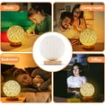 thumbnail image 3 of Wooden Table Lamp, USB Table Lamp with Handcrafted Rattan Spherical Shade Lamp (White)15cm, 3 of 5
