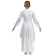 thumbnail image 3 of YiZYiF Girls Metallic Color Block Church Praise Dance Dress Long Sleeve Worship Liturgical Tunic Silver 8, 3 of 7
