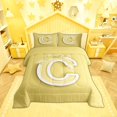 thumbnail image 2 of Feelyou Yellow Bowknot Bedding Queen Comforter Set, Initial Letter C Down Comforter, Cartoon Monogrammed Reversible Comforters & Duvets, Breathable Bedroom Decorative, 3pcs, 2 of 8