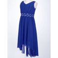 thumbnail image 5 of iiniim Girls V Neck Chiffon Asymmetrical Prom Party Flower Girls Bridesmaid Wedding Dress Blue 14, 5 of 7