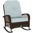 thumbnail image 1 of Outsunny Rattan Rocking Chair with Soft Cushion for Garden, Light Green, 1 of 10