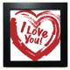 thumbnail image 1 of Te amo corazon rojo patron Mesa de pared con marco cuadrado negro, 1 of 4
