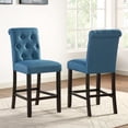 thumbnail image 3 of Leviton Solid Wood Tufted Asons Counter Height Dining Chair in Blue, Set of 2, 3 of 7