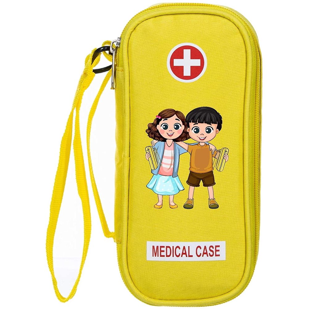 Kid’s EpiPen Carrying Medical Case Yellow Insulated Portable Bag with