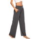 thumbnail image 2 of VISgogo Pantalones casuales de pierna ancha para mujer, pantalones sueltos de longitud completa de cintura media de color sólido con bolsillo para damas, S / M / L / XL / XXL VISgogo moda, 2 of 5