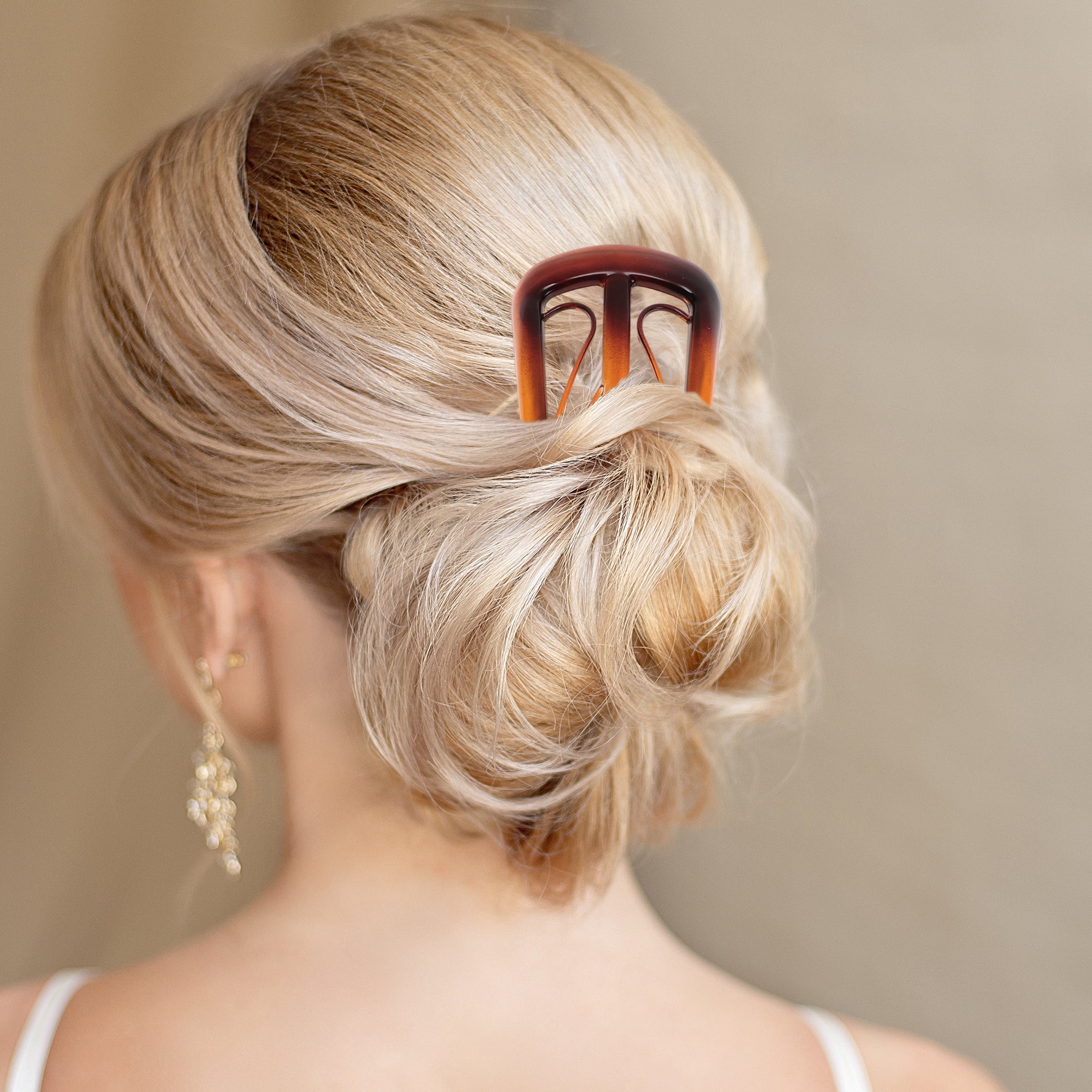 Unique Bargains U-shaped Hair Pin 4.33"x1.57" 1 Pcs Glossy Brown