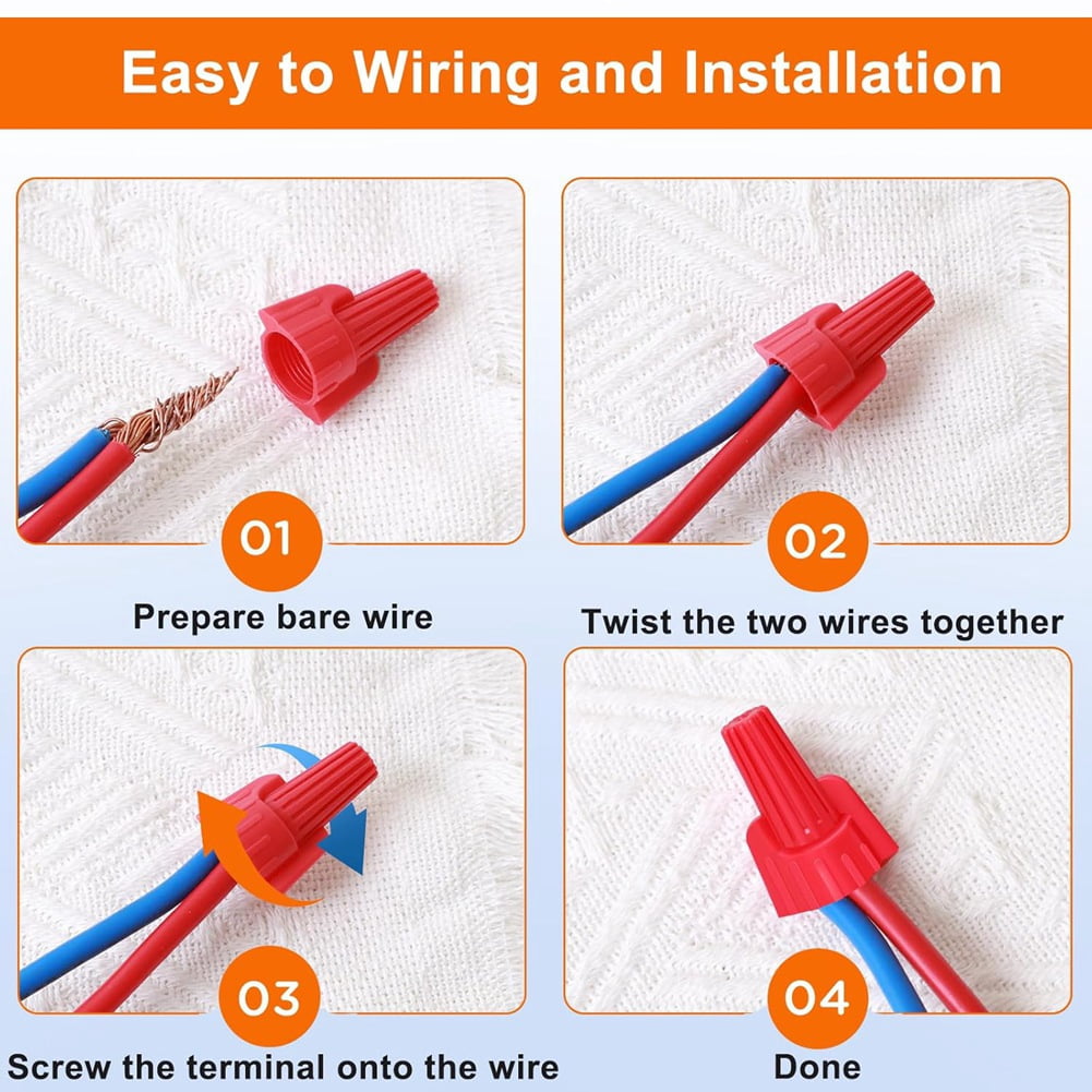 Red , Winged Wire End Connector Cover, Nut 18-8 AWG, HSP13 Type Screw Terminal for Connecting Electrical Wiring
