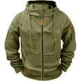 thumbnail image 3 of LUOGENLI Men Hoodies Blanket Men's Zip up Hoodie Casual Loose Fit Pullover Sweatshirt with Raglan Sleeves for Autumn Winter Comfort Mens Hoodies Blanket Army Green Size S, 3 of 3