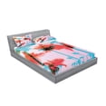thumbnail image 2 of Ambesonne Tropical Fitted Sheet & Pillow Sham Set, Palm Tree Silhouettes, Full, Dark Coral Turquoise, 2 of 2