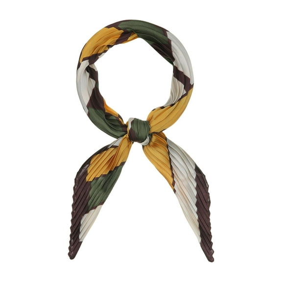 INSPIRE CHIC Women's Retro Pleated Plaid Rhombus Head Neck Scarf Scarves Neckerchief Yellow