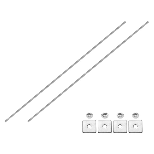 Lot de 2 Tige Entièrement Filetée, M5 x 500mm Acier Inoxydable 304 avec Écrous Rondelles
