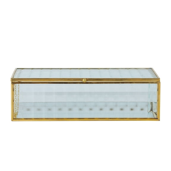 Home Decor Collection Sterling & Noble Home Textured Glass and Cooper Rectangular Tabletop Decorative Trinket Box
