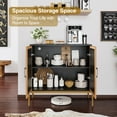 thumbnail image 2 of Veanerwood Black and Gold Rattan Storage Cabinet, 2 of 8