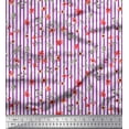 thumbnail image 1 of Soimoi Purple Cotton Voile Fabric Leaves & Floral Stripe Print Fabric by Yard 42 Inch Wide, 1 of 3