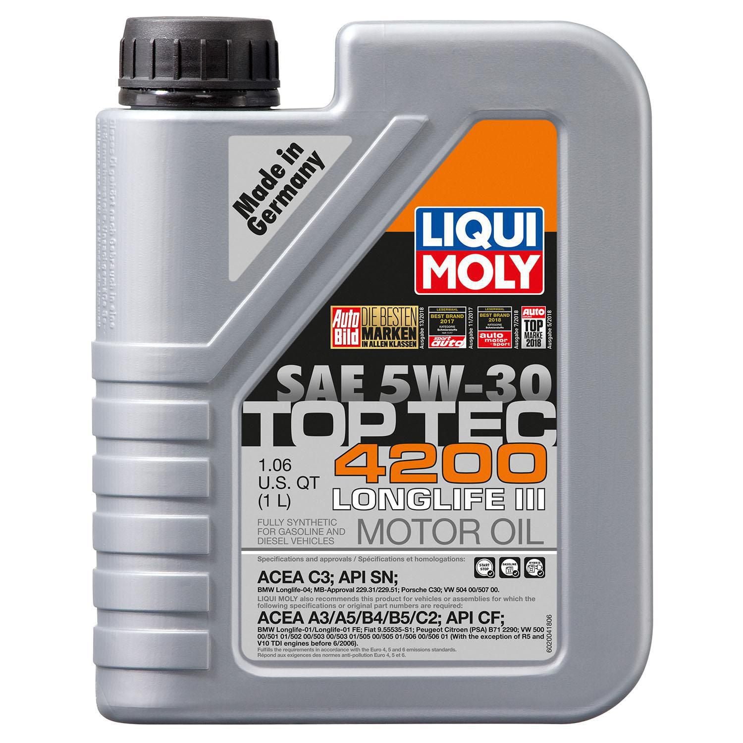 LIQUI MOLY Top Tec 4200 5W30 Full Synthetic Motor Oil - Appropriate For Gasoline And Diesel Engines With Prolonged Service Intervals, 1 liter bottle , sold by - Walmart.com
