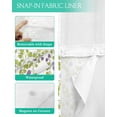 thumbnail image 3 of No Hook Shower Curtain with Snap in Liner, Watercolor Summer Blue Vine Leaves White Hotel Shower Curtains for Bathroom, Washable Shower Curtain Liner Set with Mesh Top Window, 72"x84", 3 of 6