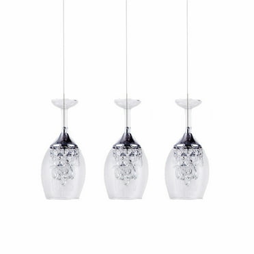 Miumaeov 3-Heads Elegant Crystal Ceiling Hang Lamp Adjustable LED Chandelier Wine Glasses  Pendant Light For Bedroom Dining Room Living Room