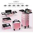 thumbnail image 6 of Professional 4 in 1 Rolling Makeup Train Case with Wheels Cosmetic Trolley and Cosmetology Cart Trunk for Makeup Artists Hairstylists Nail Techs and Salons Large Capacity Pink, 6 of 14
