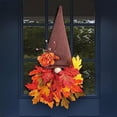 thumbnail image 2 of Corona de otoño artificial para puerta de entrada con gnomo, peonía, hojas de arce, corona hecha a mano, 20.0 in (naranja), 2 of 5