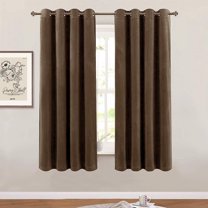SMILETIME Brown 52 x 63in Long Velvet Curtains with Grommet, Thermal Insulated Super Soft Privacy Noise Reducing Light-Filtering Velvet Curtains for Living Room, 2 Panels