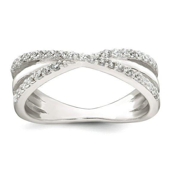 21mm 925 Sterling Silver Polished Fancy Cubic Zirconia Ring Size 6 Ring for Women - 3.2 Grams