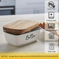 thumbnail image 3 of Butter Dish with Lid, Large Ceramic Butter Dish for Countertop, Butter Keeper with Thick Acacia Wood Lid, Kitchen Decor and Accessories for Kitchen Gift, 3 of 7