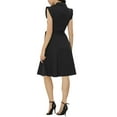 thumbnail image 3 of INSPIRE CHIC Women's Shirt Dress Cap Sleeves Point Collar Tie Waist Button Mid Dresses M Black, 3 of 6