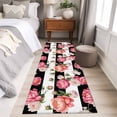 thumbnail image 4 of Pink Peony Runner Rug for Hallway 2x6ft, Flowers Black And White Stripes Non Slip Floor Mat Washable Low-Profile Indoor Carpet for Living Room, Bedroom, Dining Room, 4 of 9