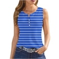 thumbnail image 1 of Striped Tank Top Womens Buttons Henley Neck Sleeveless Tee Shirt Summer Casual Color Block Loose Fit Vests (XX-Large, Blue), 1 of 5