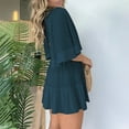 thumbnail image 6 of Stylish SMihono Women's Lace Crochet Romper Dress, with Built-in Shorts V Neck Batwing Sleeve Mini Dresses Crochet Bodysuit Blue XXXL, 6 of 8