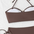 thumbnail image 6 of Bathing Suit for Women Halter Ring Linked Tie Side Bikini Sets Two Piece Swimsuit (Brown,S), 6 of 6