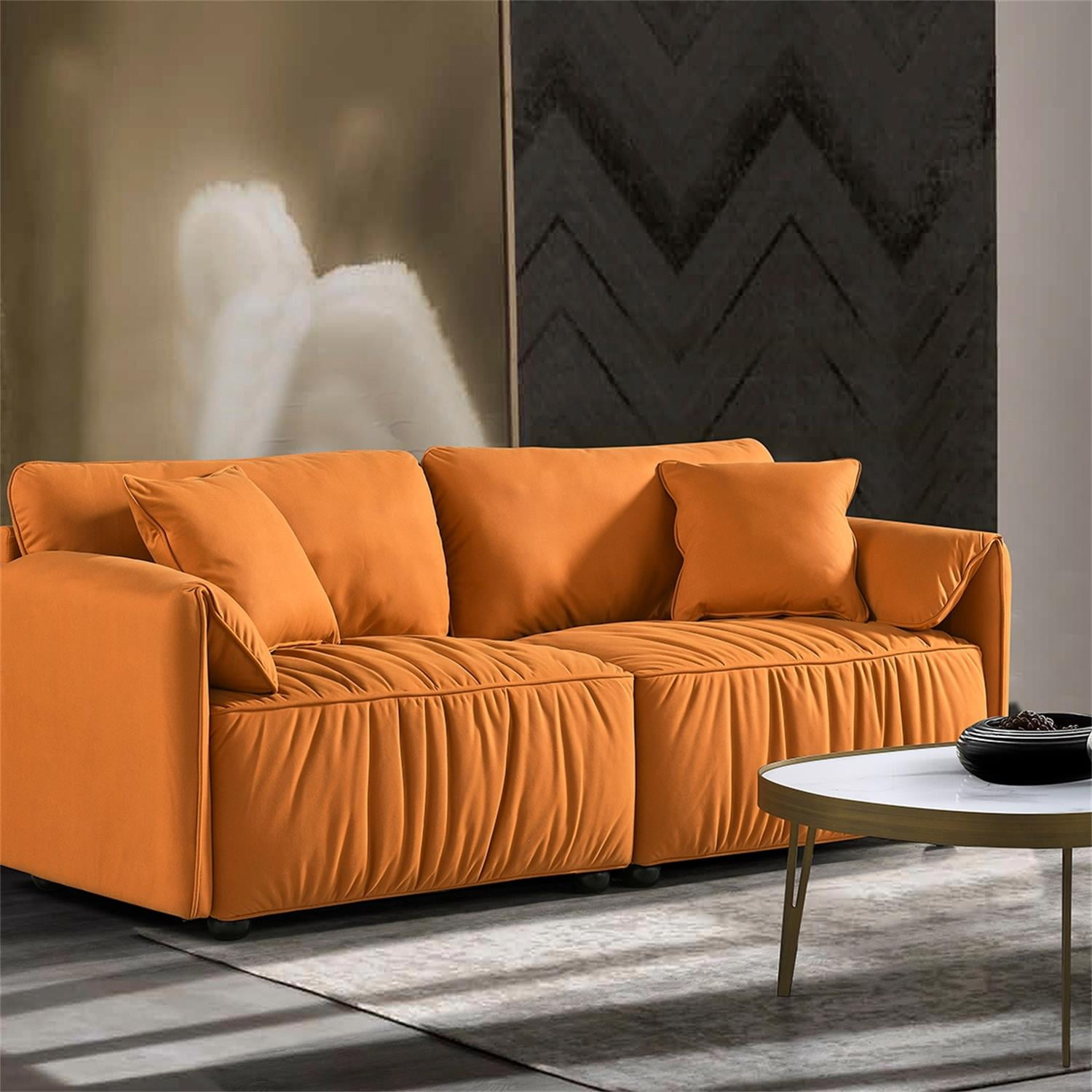 Resenkos 76" W Large Deep Seat Futon Sofa for Small Space Decor Tufted