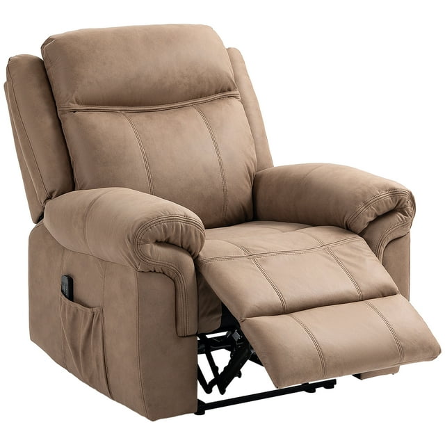CoSoTower Manual Recliner Chair with Vibration Massage, Side Pockets, Microfibre Reclining Chair for Living Room, Brown
