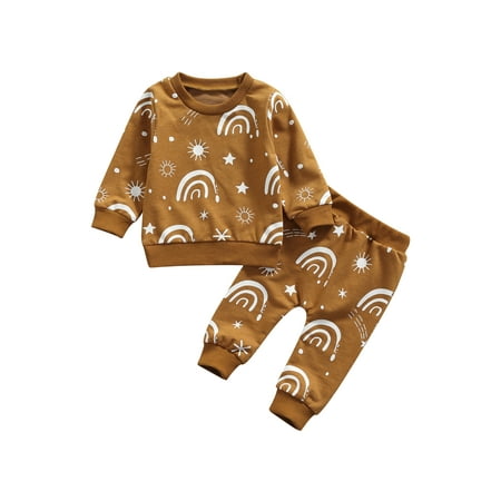 

Newborn Infant Baby Boy Long Sleeve Crewneck Sweatshirts T-Shirts Tops Pants Set 2Pcs
