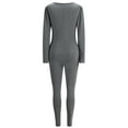 thumbnail image 4 of XuJwPNcy Women Yoga Jumpsuits Workout Long Sleeve Zip Front Sport Exercise Jumpsuits One-Piece V Neck Full Romper Outfits Gray, 4 of 7